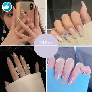 Bộ 24 móng tay giả đính ngọc trai màu sắc độc đáo dành cho nữ