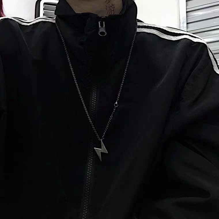 [Giao Hàng Miễn Phí] Dây Chuyền Kim Loại Mặt Tia Chớp Phong Cách Hip Hop Đường Phố 2237