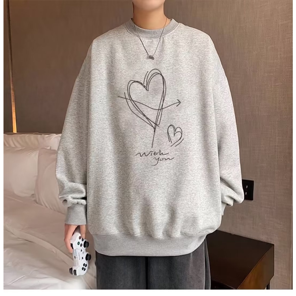 Áo Nỉ Cổ Tròn Oversize In Chữ Phong Cách Nhật Bản Thời Trang Thường Ngày Cho Nam [M-5XL]