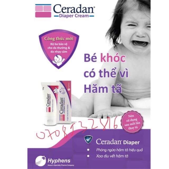 kem hăm tả Ceradan diaper cream - phòng ngừa hăm tả, làm dịu vết hăm tả, dùng cho da thường và da nhạy cảm (singapore)