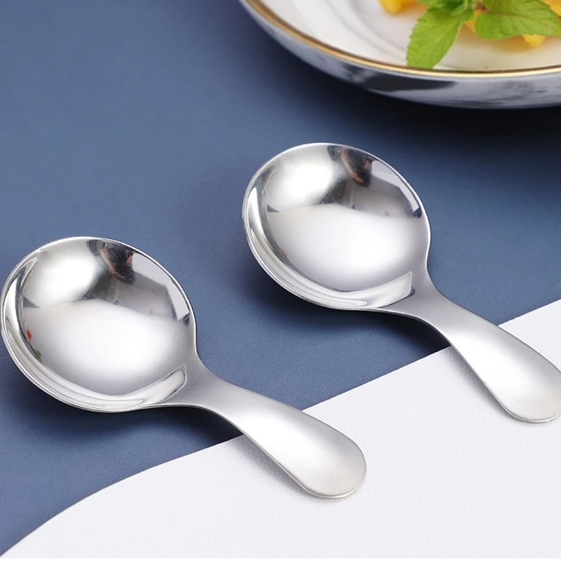 Muỗng Cà Phê Mini Tay Cầm Ngắn Bằng Thép Không Gỉ Dễ Thương Cho Trẻ Em