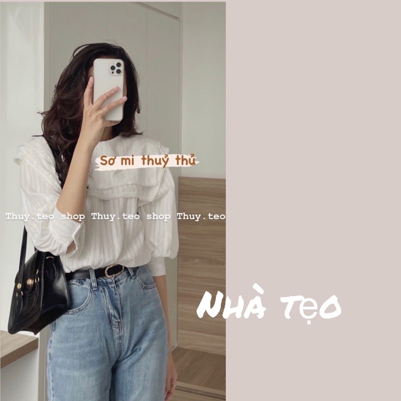 ÁO SƠ MI TRẮNG CỔ THUỶ THỦ VIỀN REN TAY LỠ