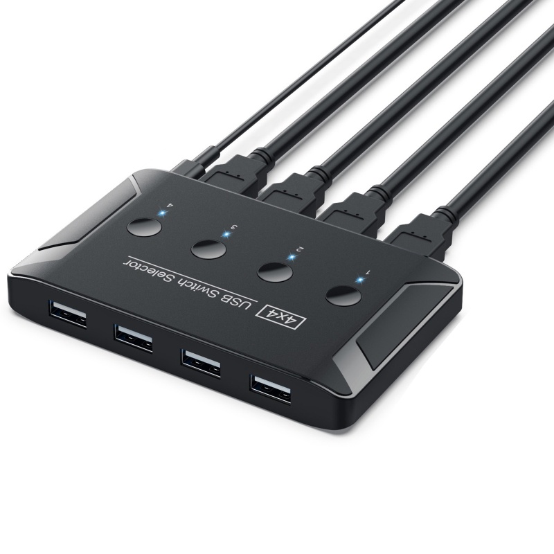 Công Tắc Chia 4 Cổng USB KVM KVM Ra USB2.0 Cho Máy In / Chuột / Bàn Phím