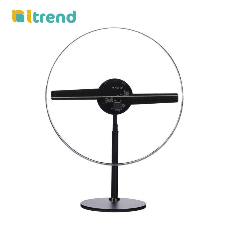 Quạt đèn Led 3D Hologram CS32  loại để bàn đế tròn, nền trong suốt và nền đen | Quảng cáo 3D trung thực sống động