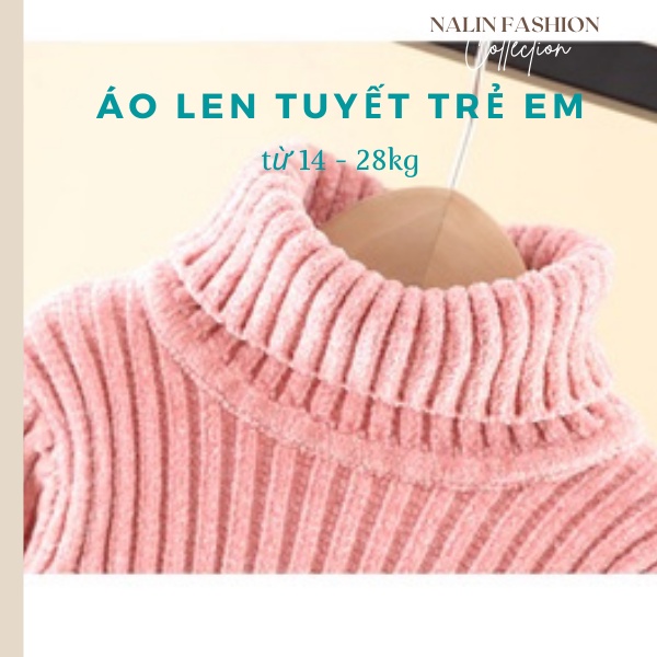 Áo len tuyết cổ lọ cho bé gái và bé trai sợi to mềm nhiều màu dễ thương