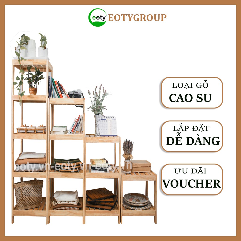 Kệ gỗ đa năng 2, 3,4 5 tầng tự lắp ráp phong cách Hàn Quốc - tủ gỗ đa năng gỗ cao su EOTYGROUP