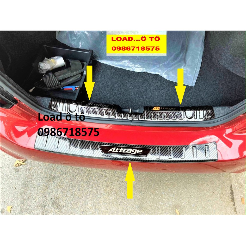 Ốp Bậc Cửa, Nẹp Bước Chân, Cốp Sau Xe Mitsubishi Attrage 2022-2018 Hàng Vân Carbon Cao Cấp