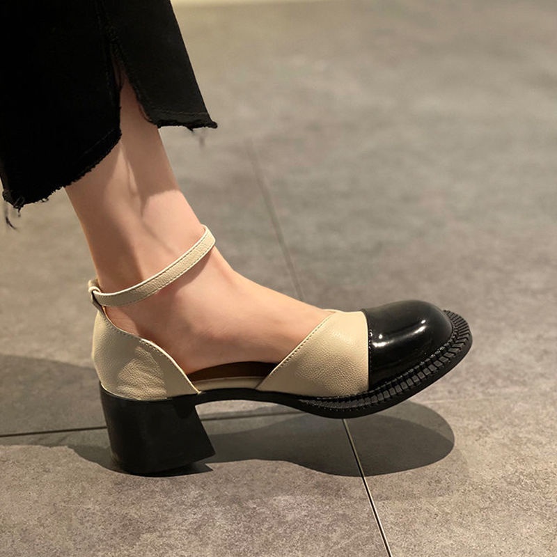 Giày Sandal Gót Dày Thời Trang Dễ Phối Đồ Phong Cách Roman Cho Nữ