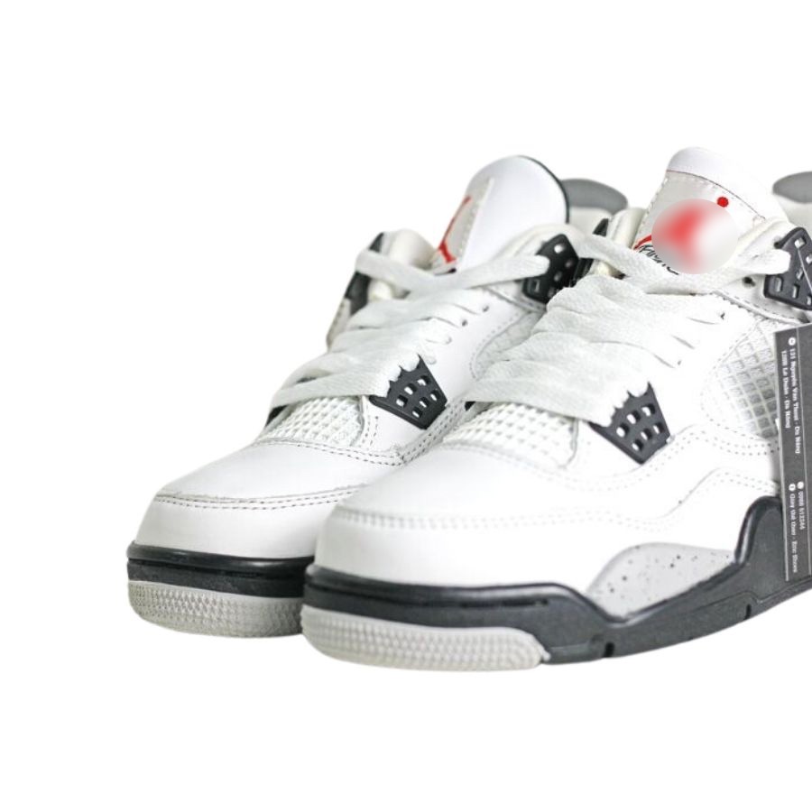 Giày thể thao cổ cao Jordan 4 nam nữ màu xám trắng, Giày bóng rổ đẹp giá rẻ, Sneaker cao cổ retro white