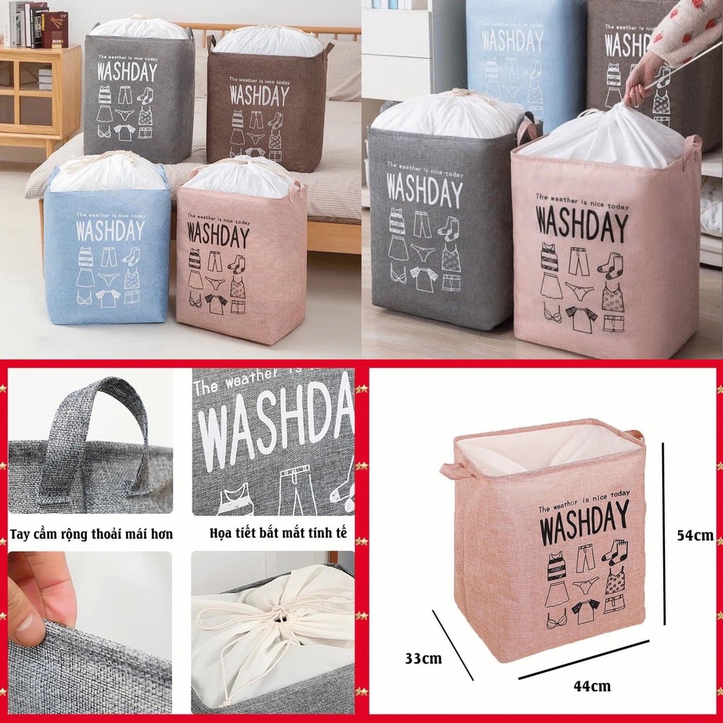 Giỏ đựng quần áo bằng vải cỡ lớn, túi đựng chăn màn đa năng washday có thể gấp gọn vintage ngăn ngừa nấm mốc