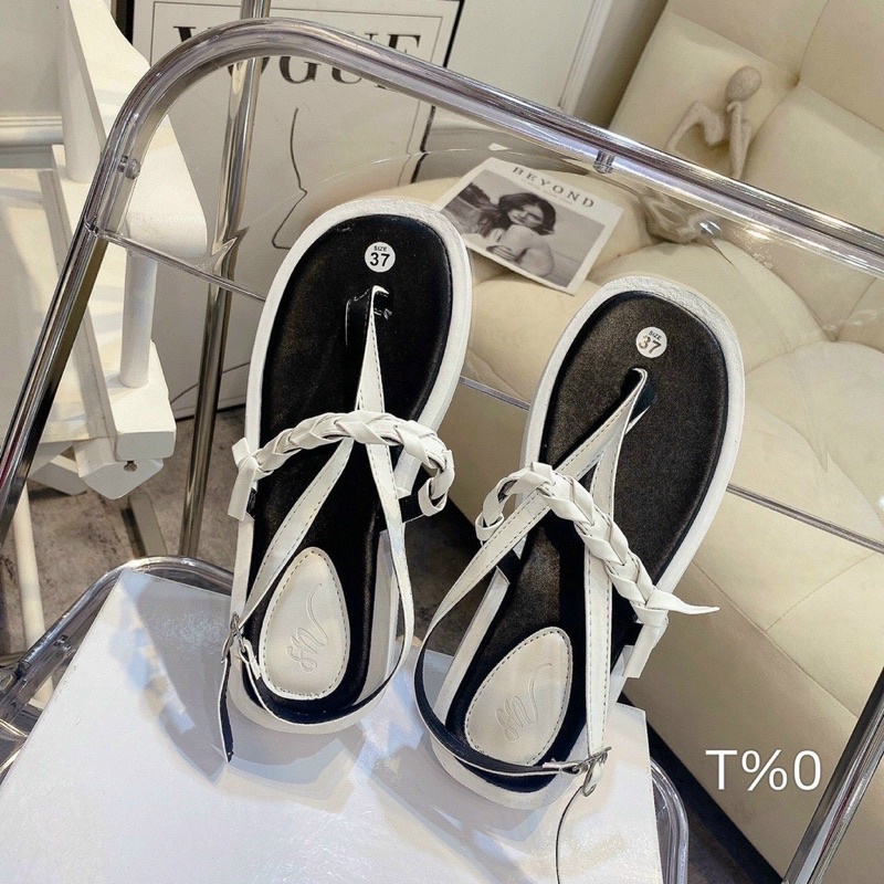 Dép kẹp sandal nữ quai tết ngang đế xuồng 2phân VTET