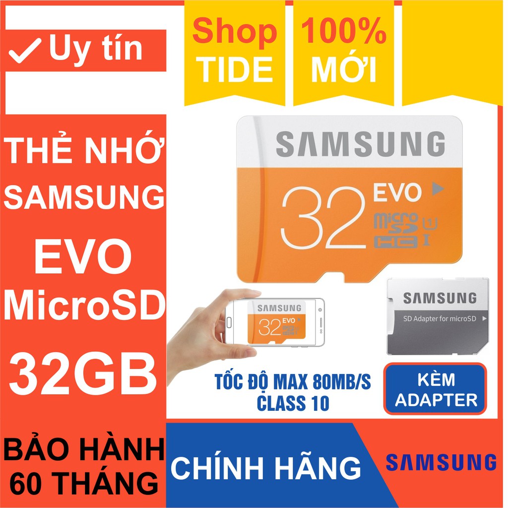 Thẻ nhớ Samsung 32GB – CHÍNH HÃNG – MicroSD Samsung Class10 - Bảo hành 5 năm – Kèm Adapter