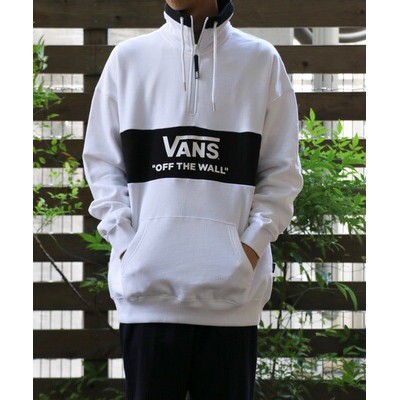 VANS 2020 half high collar zipper chest print plus velvet pullover sweater