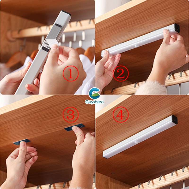 Đèn led cảm biến tự động thông minh không dây dùng pin sạc kích thước 10cm/21cm/30cm/50cm màu trắng/ ấm dạng hút từ tính | BigBuy360 - bigbuy360.vn