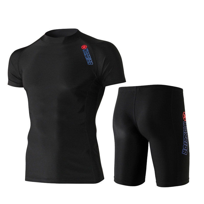 Professional men's swimsuit suit for adults to increase the speed of short-sleeved jackets 5 points short body swimsuit