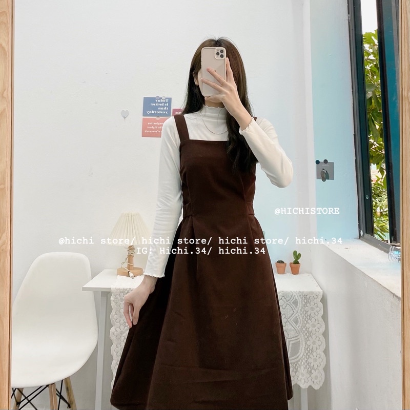 váy yếm mùa đông vintage ẢNH THẬT VIDEO 1 cúc hichi | BigBuy360 - bigbuy360.vn