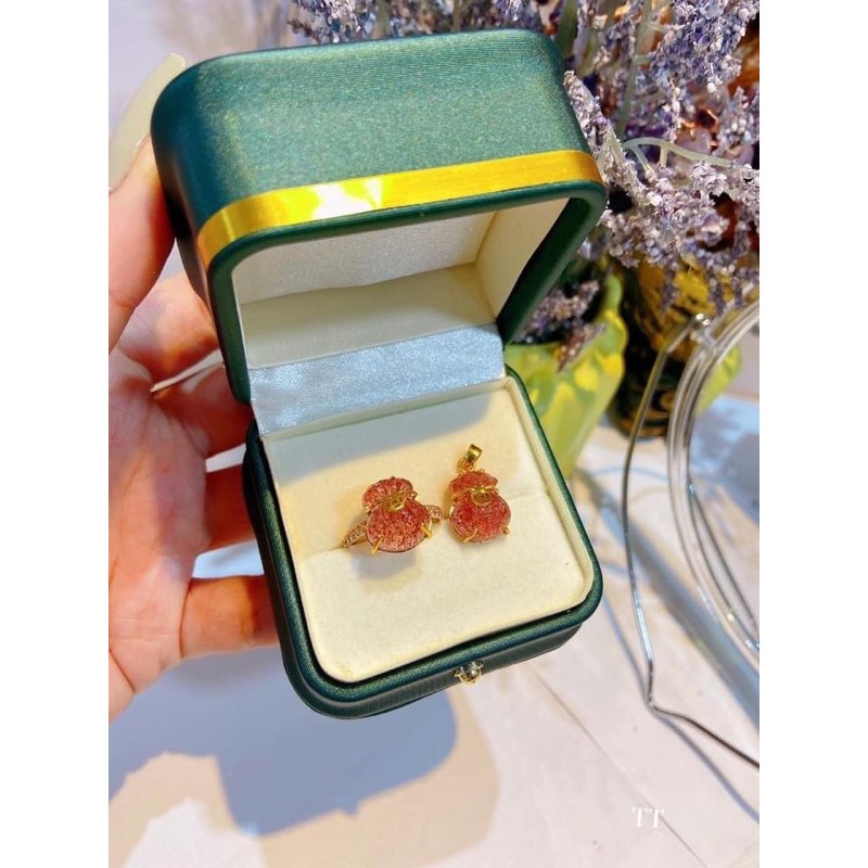 Bộ trang sức nhẫn + mặt đeo túi vàng 10kara