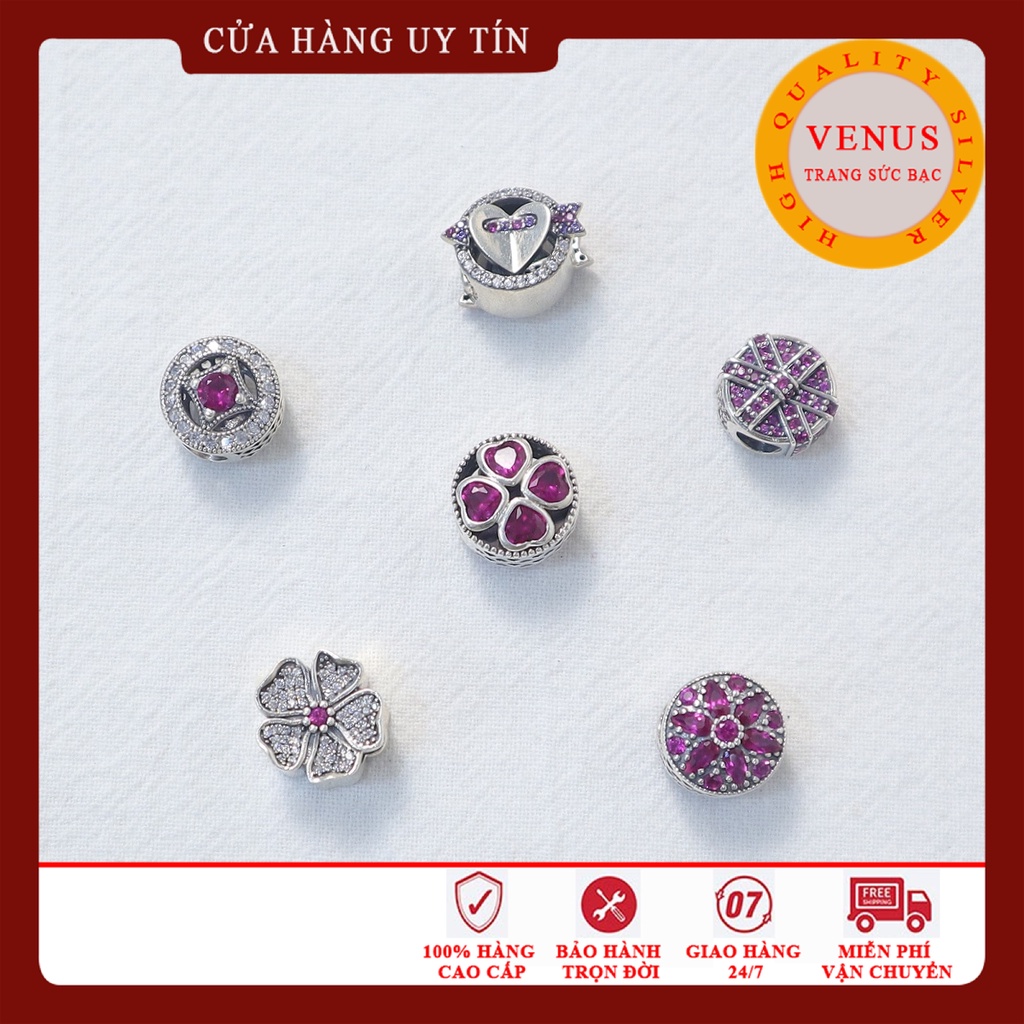 [Charm bạc 925 cao cấp] Charm đá hồng đậm- Mã sản phẩm VENUSS1