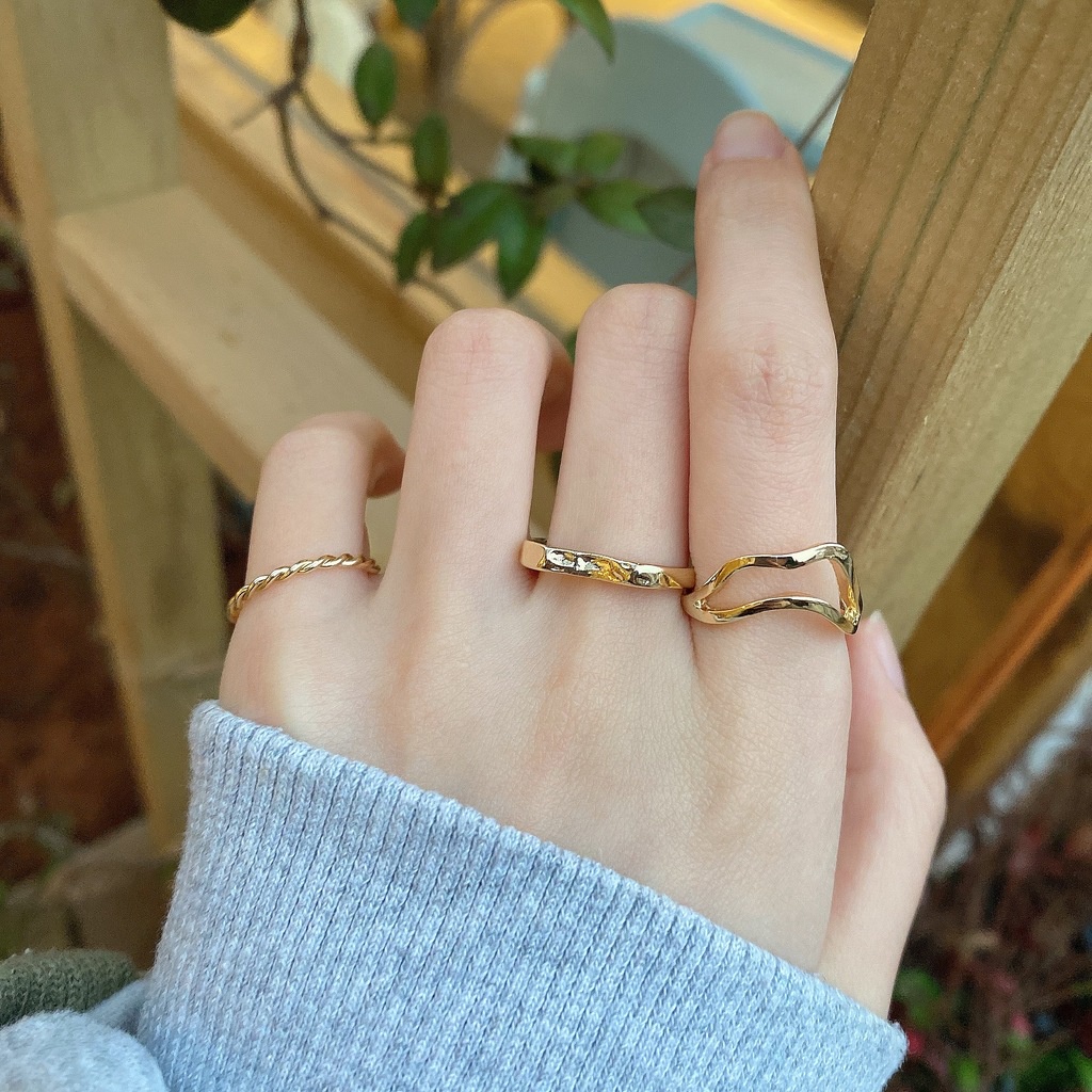 Nhẫn Xoắn Hình Học Phong Cách Hàn Quốc Sang Trọng Cá Tính