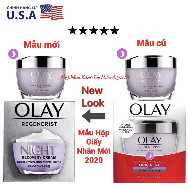 [Hàng Mỹ] Kem dưỡng ban đêm tái tạo da ngừa lão hóa Olay Regenerist Night Recovery Cream Face Moisturizer (48g)