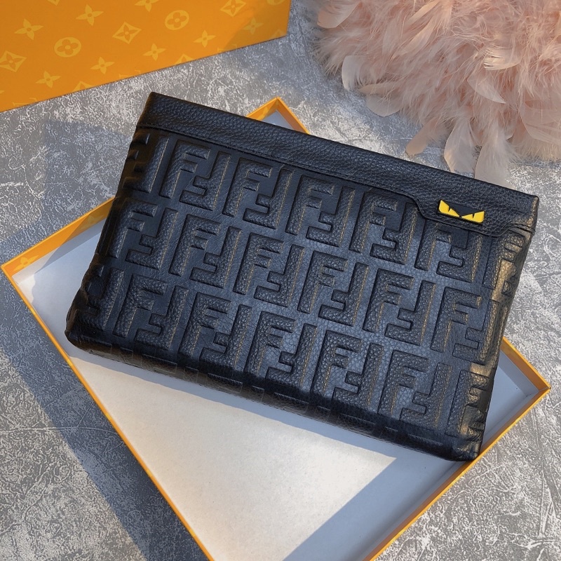 ` Ví Cầm Tay Nam Nữ Bản To kẹp nách Fen.dy, LV cao cấp màu đen sang trọng VG652