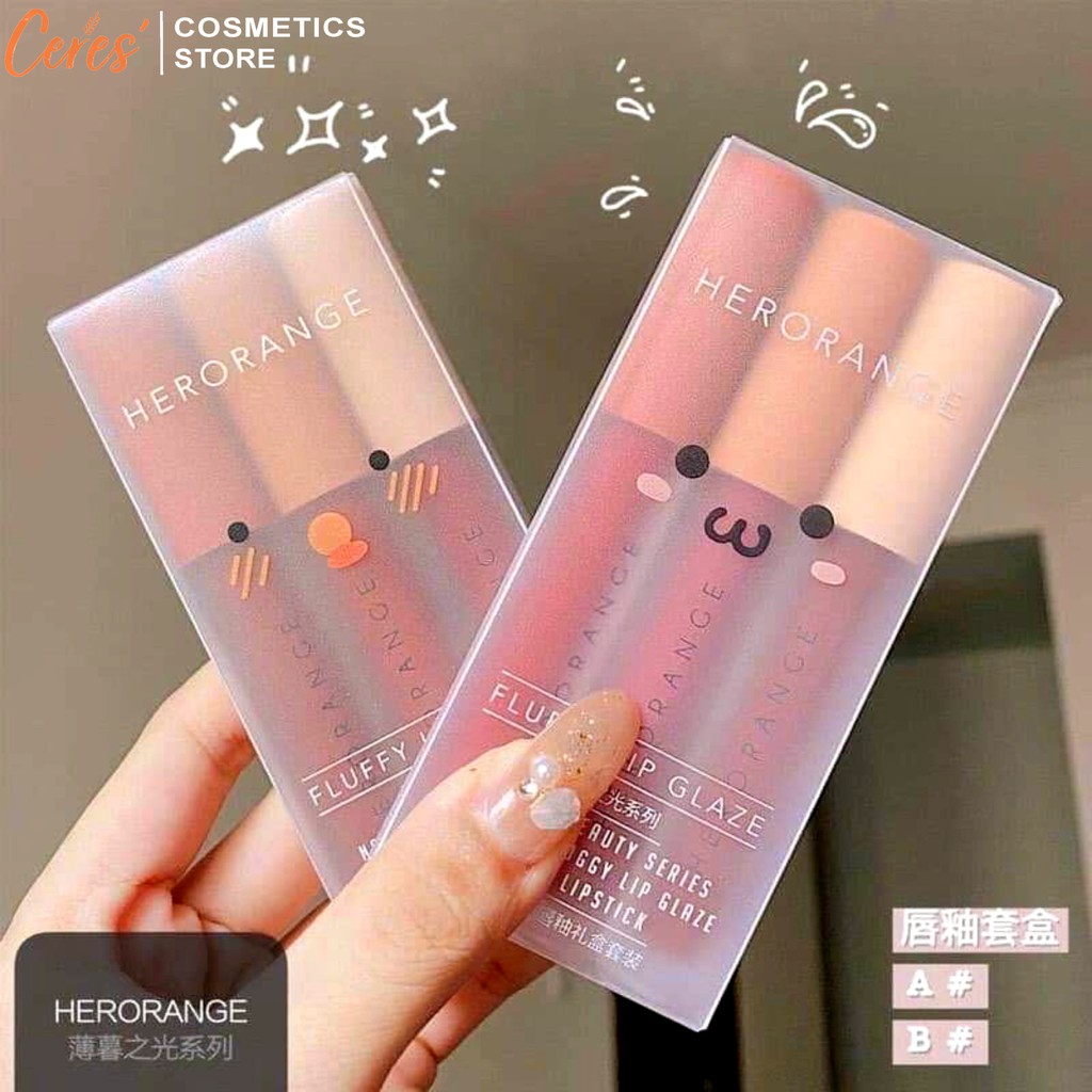 Son Kem Lì 💄𝑭𝒓𝒆𝒆𝒔𝒉𝒊𝒑💄 Son Herorange - Son Dưỡng Kem Lì Nội Địa Trung Set 3 Cây | BigBuy360 - bigbuy360.vn