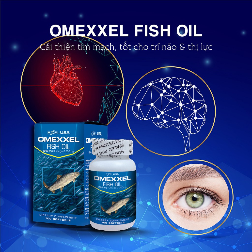 [Mã FMCGMALL - 8% đơn 250K] Viên uống dầu cá Omexxel Fish Oil 1000mg - Lọ 100 viên