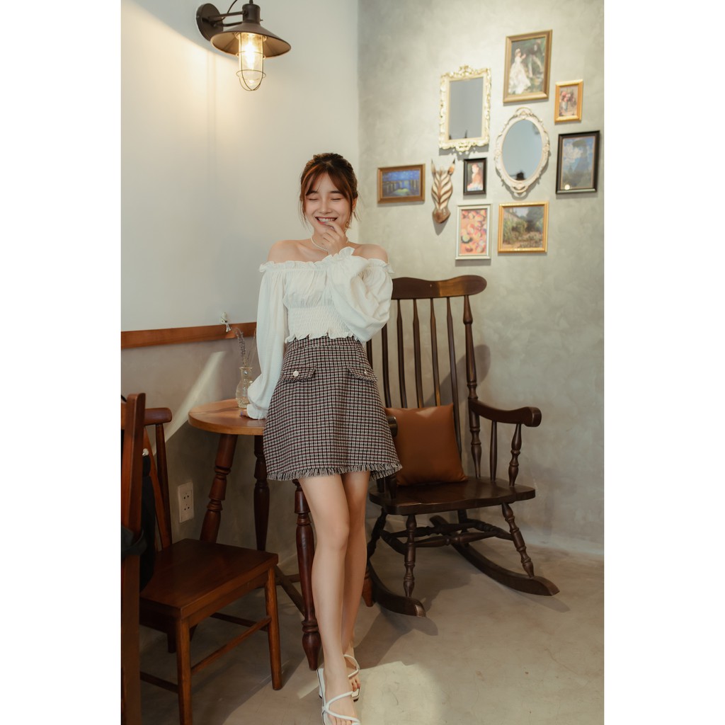 [ Miều ] Áo kiểu trễ vai bó eo Suly Top