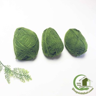 Len sợi đan móc màu xanh rêu