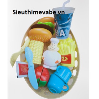 Bộ đồ chơi nấu ăn nhanh fastfood có rổ đựng tiện lợi