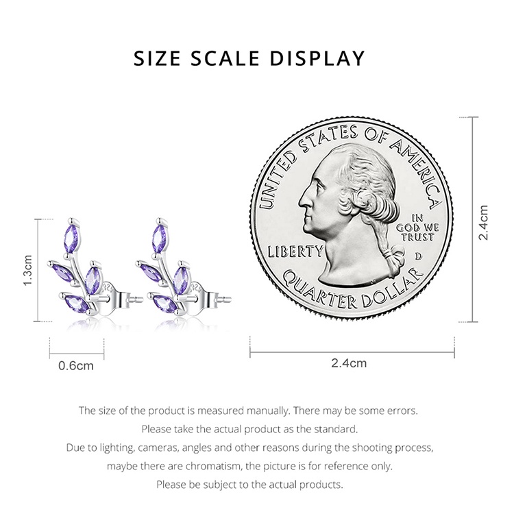 Bông tai bạc 925 BAMOER hình chiếc lá sang trọng