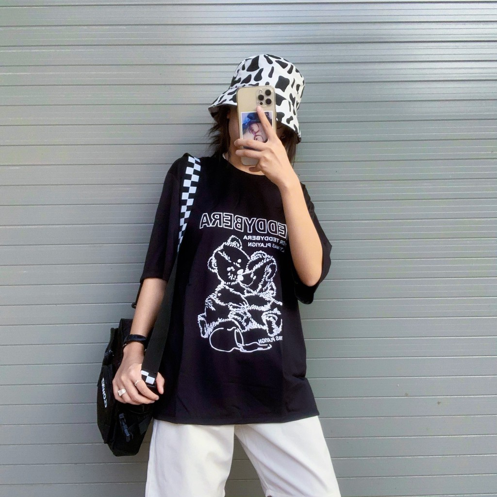 Áo thun tay lỡ form rộng unisex TeddyBera _ảnh thật tại Cò Vạc Shop