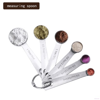 6pcs Stainless Steel Dry Liquid Ingredients Measuring Spoons Portable Kitchen Gadgets Baking Tool fashionroad.vn