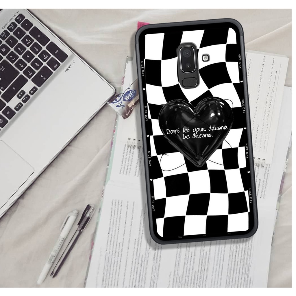 Ốp Lưng Samsung A6 PLUS - A8 PLUS - J6 PLUS - J8  , In Hình &quot;Black Heart&quot; Phong Cách Đẹp.