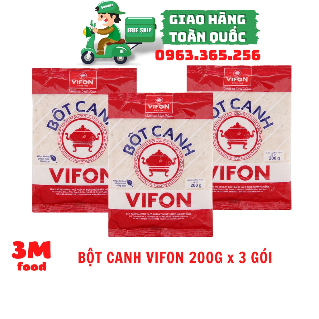 Bột canh VIFON 200g x 3 gói , gia vị chính hãng 3M FOOD NL ( Hải Sản Ba Miền )