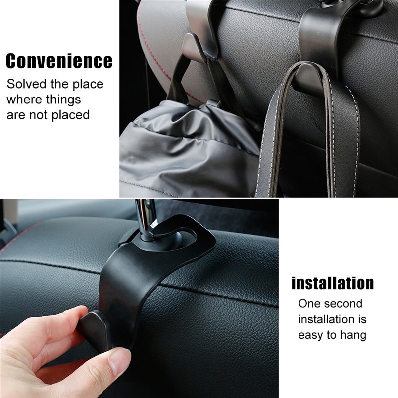 Bộ 4 Móc Treo Đồ Gắn Lưng Ghế Xe Hơi / Túi Vải Trang Trí Nội Thất