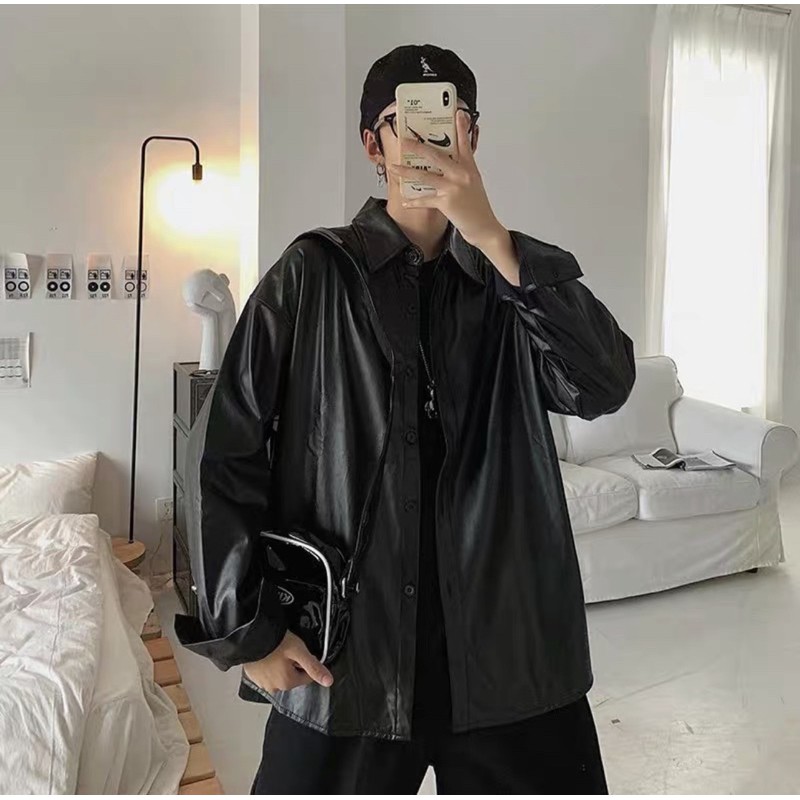 Áo da kiểu dáng sơmi