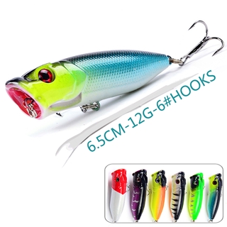 Mồi câu popper nổi chất liệu cứng phát quang có mắt thiết kế 3D 12g 6.5cm