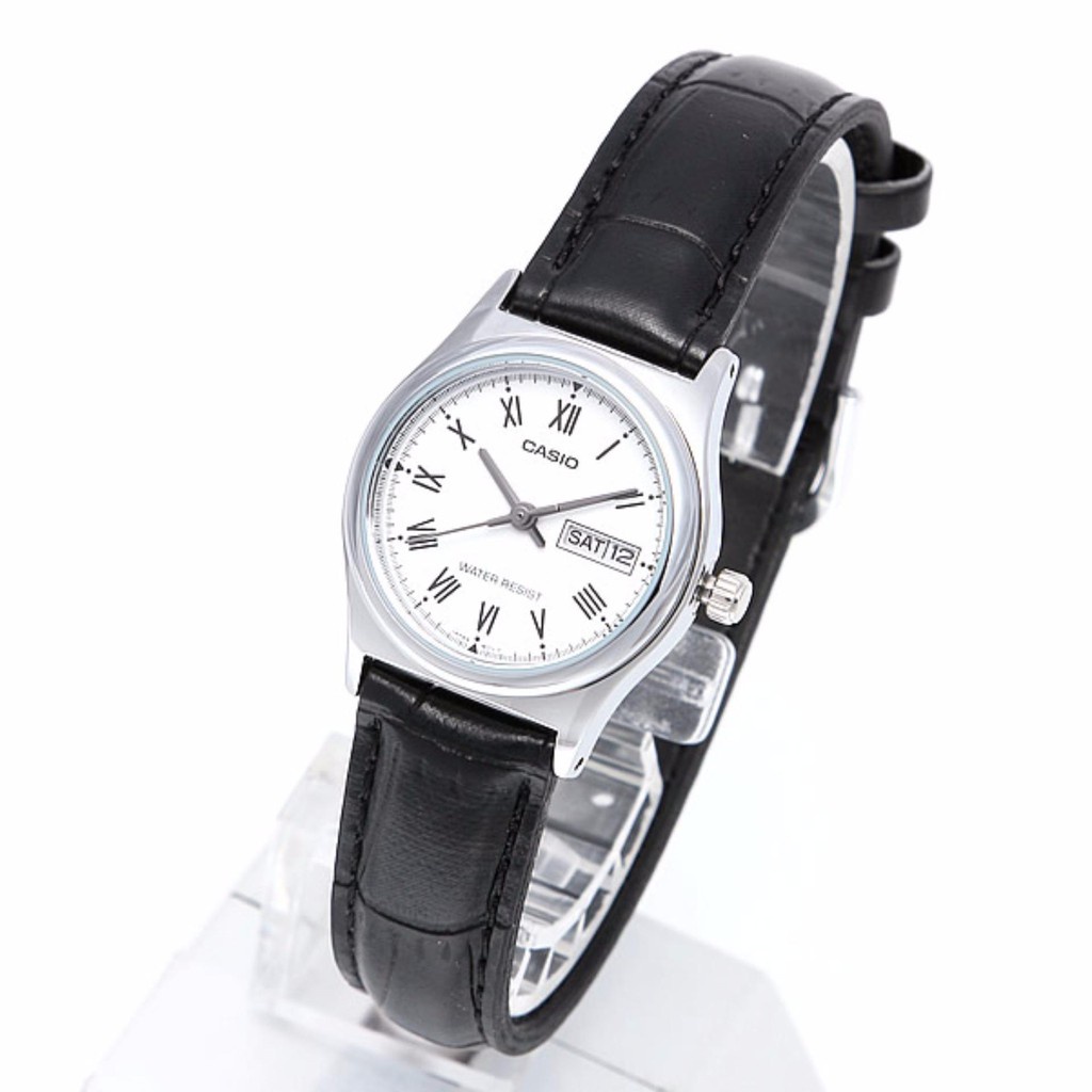 Đồng Hồ Casio Nữ LTP-V006L-7BUDF Dây da đen - Mặt số la mã màu trắng thanh thoát