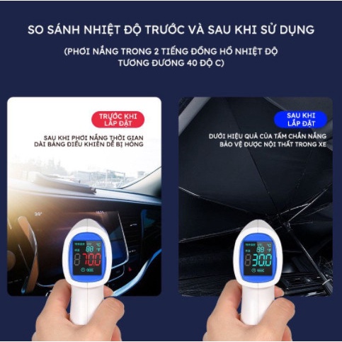 [TẶNG 1 viên rửa kính ô tô] Dù che chắn nắng kính lái ô tô Loại I - Ô tráng bạc Titan cách nhiệt chống tia UV hiệu quả