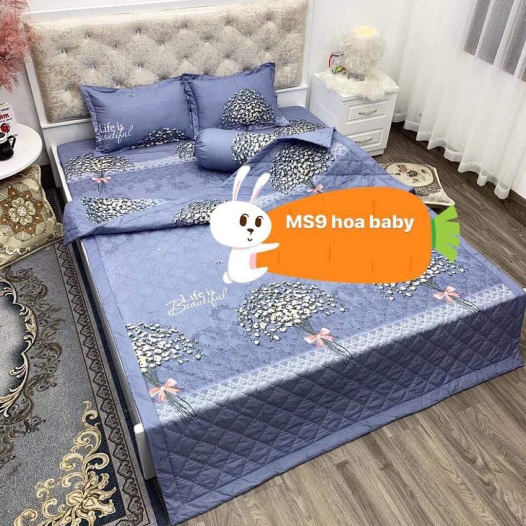 [CÓ SẴN - SIÊU HOT] Bộ chăn ga cao cấp - Set chăn ga 5 món, chất liệu cotton poly, thấm hút tốt, không bai nhão, xù lông