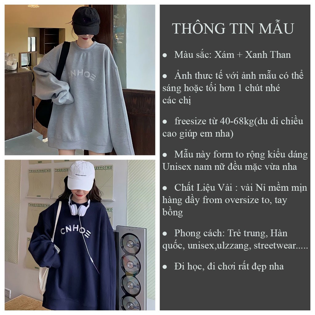 Áo Sweater form rộng CNHOE chất nỉ hoodie Ulzzang Hàn Quốc - VENUS