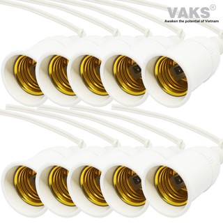 10 cái Đuôi đèn kín nước 2418 ren 27mm, dùng cho bóng đèn đuôi vặn e27 max 100W - sx tại Việt nam