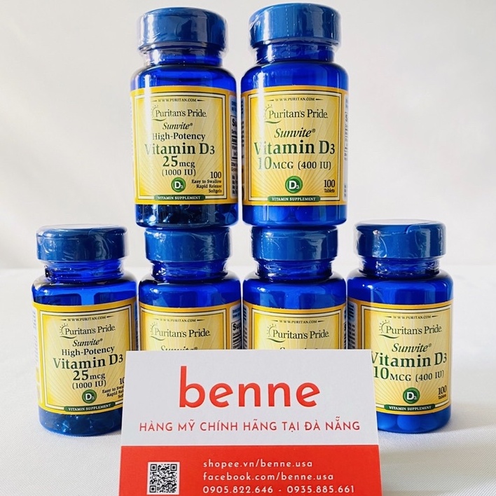 Viên Bổ Sung Vitamin D3 Puritan's Pride 100 viên của Mỹ