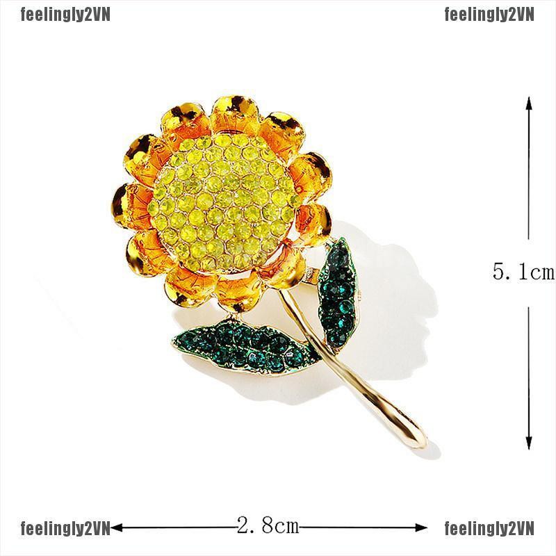 ❤Mặt Trời❤ Huy Hiệu Cài Áo Hình Hoa Hướng Dương Đính Đá Xinh Xắn