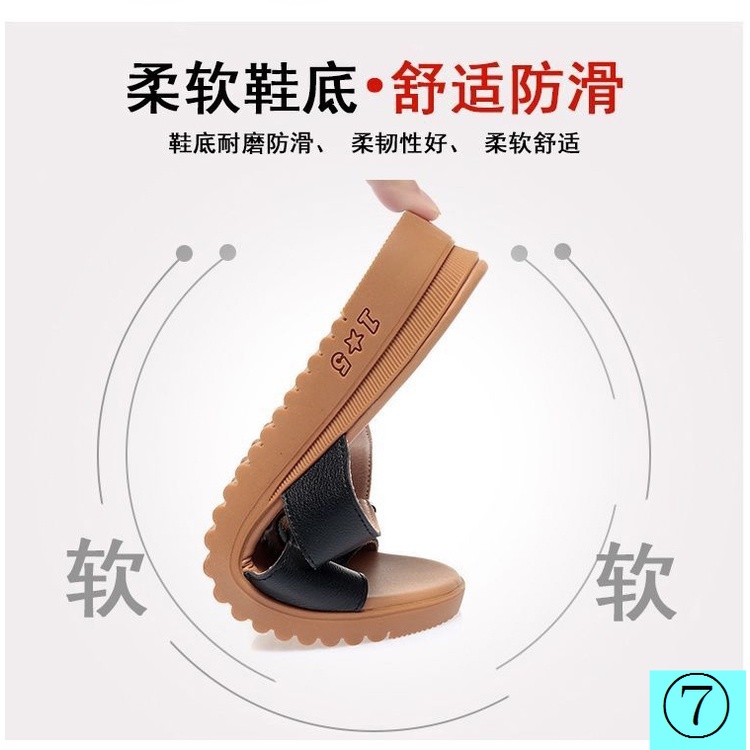 Giày Sandal Da Mềm Đế Bệt Gót Thấp Thời Trang Cho Phụ Nữ Trung Niên 2022