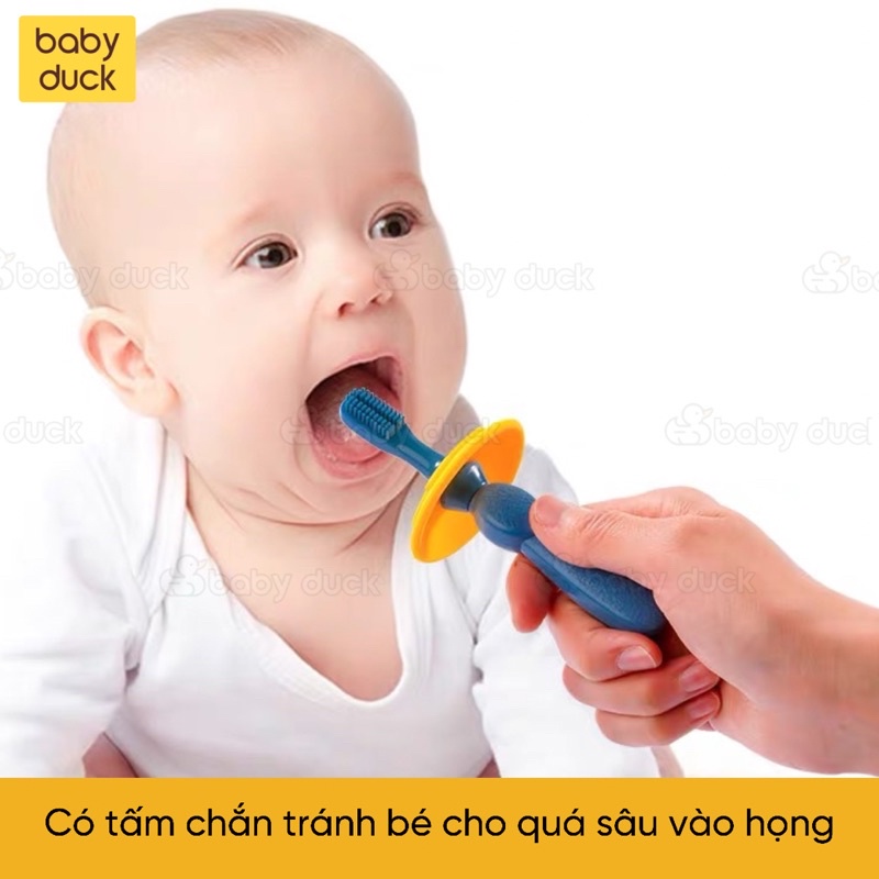 Bàn chải silicon cho bé siêu mềm, bàn chải rơ lưỡi làm sạch răng miệng tặng kèm 2 đầu thay thế