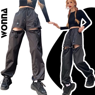 (CÓ SẴN) {Kèm ảnh thật} Quần jogger hở đùi khóa kéo có thể tháo rời quần đùi zipper belt unisex ulzzang pant dây