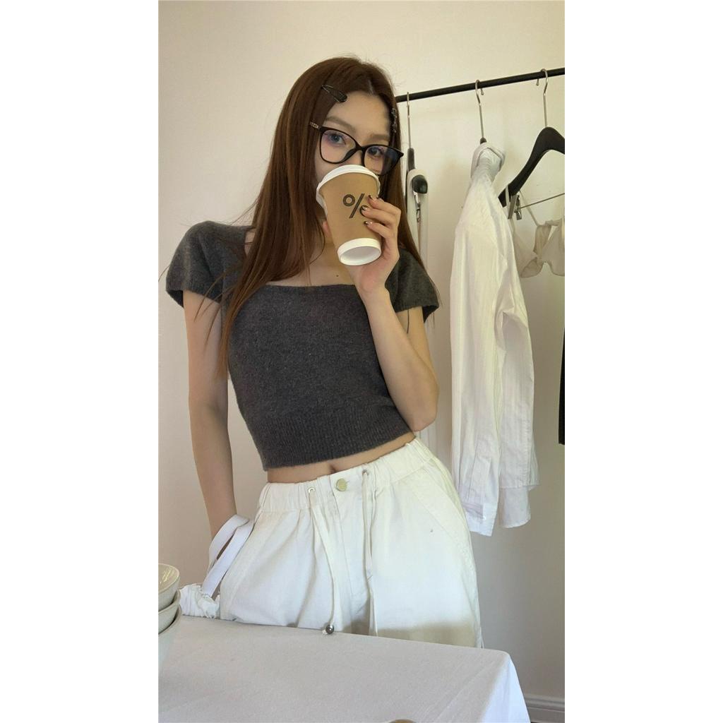 Áo Dệt Kim Cổ Vuông Ngắn Tay Thời Trang Sành Điệu 63328