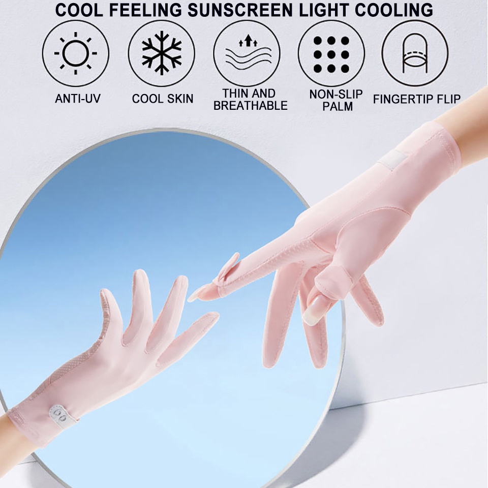 Găng Tay Hở Ngón Bằng Lụa Silicone Chống Tia Cực Tím Chống Nắng Cho Nam Nữ